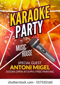 Karaoke Party Invitation Poster Design Template. Karaoke Night Flyer Design. Music Voice Concert