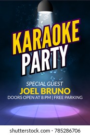 Karaoke party invitation poster design template. Karaoke night flyer design. Music voice concert.