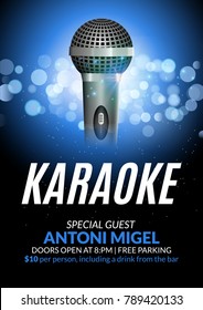 Karaoke Party Invitation Poster Design Template. Karaoke Night Flyer Design. Music Voice Concert