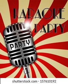 Karaoke party poster, vector illustration