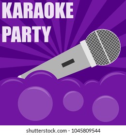 Karaoke party. A realistic microphone on a purple background. Karaoke. Flat design, vector illustration, vector.