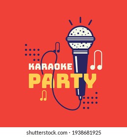 Karaoke party vector icon. Sign of karaoke bar, party, disco bar, night club. Live music. Design template.