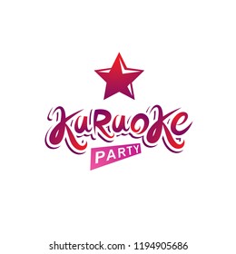 Karaoke party vector inscription, leisure and relaxation lifestyle emblem.