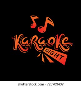 Karaoke party vector writing composed with musical notes, leisure and relaxation lifestyle emblem for nightclub party invitation poster.