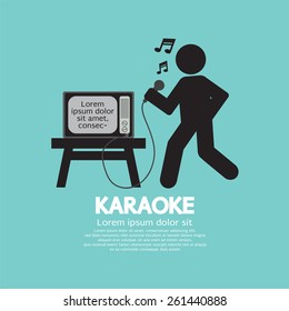 Karaoke Singer Black Symbol Vector Illustration