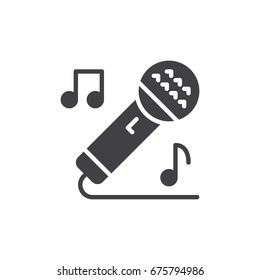 Karaoke singing icon vector, filled flat sign, solid pictogram isolated on white. Microphone symbol, logo illustration. Pixel perfect graphics