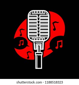 Karaoke singing microphone mic with notes isolated vector