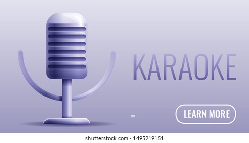 Karaoke studio microphone concept banner. Cartoon illustration of karaoke studio microphone vector concept banner for web design