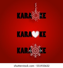 Karaoke text on a red background. Style for winter time karaoke.