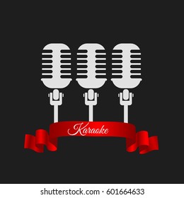 karaoke three microphones party banner vector eps 10
