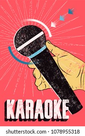 Karaoke typographic vintage grunge poster. Retro vector illustration.