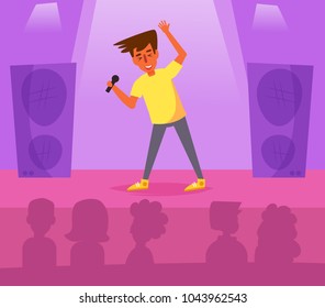 Karaoke. Vector. Cartoon. Isolated art.  Flat