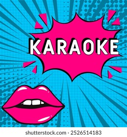 Diseño de Vector de karaoke con dibujos animados, burbuja de discurso cómico en estilo pop-art. Karaoke estilo de cómic de arte pop. Se puede utilizar para negocios, marketing y publicidad.