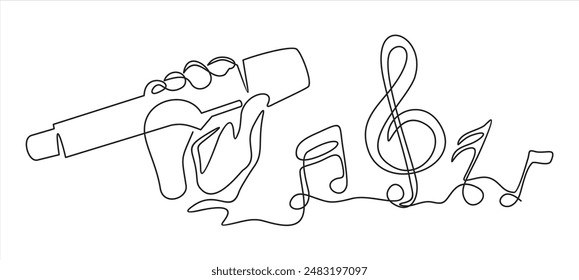 Karaoke Vektorgrafik Line Icon - Simple Thin Line Icon.one Line Dauerzeichnung.
