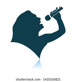 Karaoke Womans Silhouette Icon. Shadow Reflection Design. Vector Illustration.