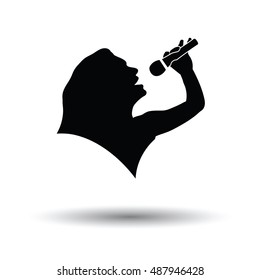 Karaoke womans silhouette icon. White background with shadow design. Vector illustration.