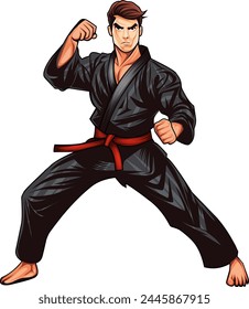 Karate adult logo man character vector design black uniform