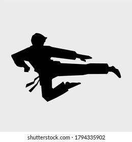 Karate air kick concept vector illustration isolated on grey background