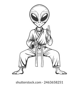 
karate alien hand drawing vector design