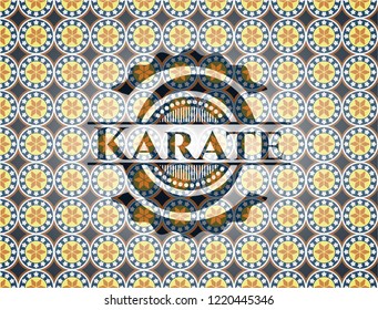 Karate arabic badge. Arabesque decoration.