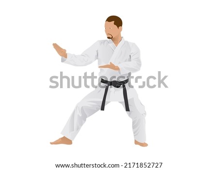 karate athlete man high vector