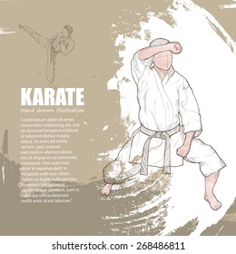 Karate background Design. Hand drawn.
