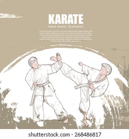 Karate background Design. Hand drawn.