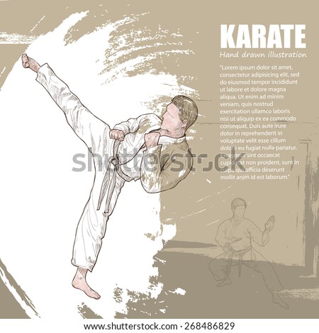 Karate background Design. Hand drawn.