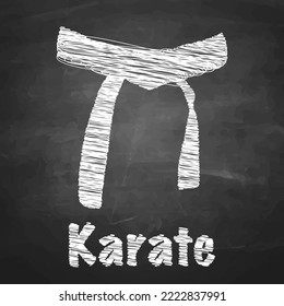 Karate belt drawn with chalk on a blackboard.
