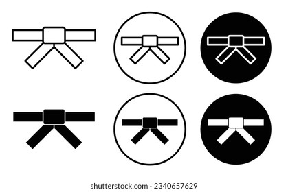 karate belt or judo belt icon set in black color. suitable for mobile app, and website UI design.