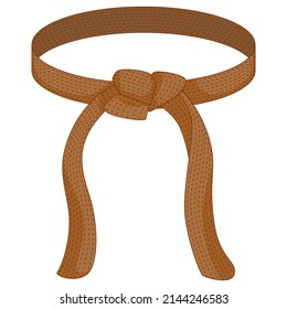 Karate belt light brown color isolated on white background. Design icon of Japanese martial art in flat style. Vector illustration.