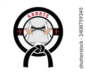 Karate Belt Logo Lettering Vector
