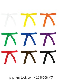 Karate belt set. vector illustration