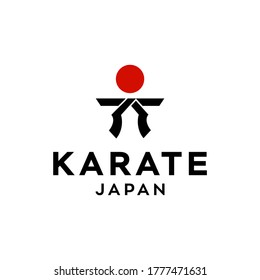 karate black belt Japan logo icon vector illustration design taekwondo mix muscle art , muay thai