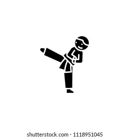 Karate black icon concept. Karate flat  vector symbol, sign, illustration.