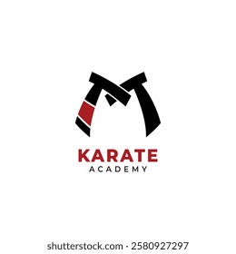 Karate Black Red Belt Logo Template Vector Illustration