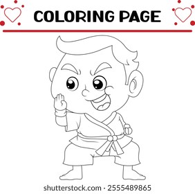 karate boy is practicing coloring page for kids