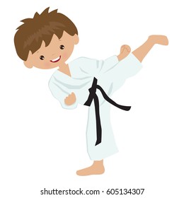 Karate boy vector cartoon illustration