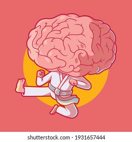 Ilustración vectorial de Karate Brain. El deporte, el concepto de diseño de salud mental.