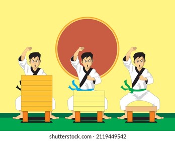 Karate Breaking Board Concurso de arte marcial Concurso de competición de deportes Vector Ilustración de arte aislado