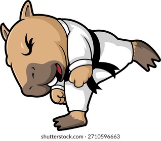 Karate Capybara Executando Pose De Chute Alto