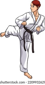 Karate Cartoon Colored Clipart Illustration