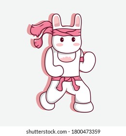 karate cartoon rabbit. designs that are suitable for stickers, mascots, logos, icons or other design needs.