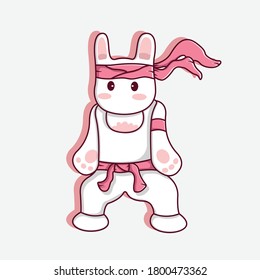 karate cartoon rabbit. designs that are suitable for stickers, mascots, logos, icons or other design needs.