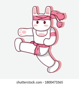 karate cartoon rabbit. designs that are suitable for stickers, mascots, logos, icons or other design needs.