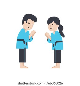 KARATE CHARACTER Flat illustration set