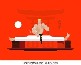 Karate character in the splits