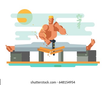 Karate character in the splits