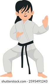 Karate Children Character Isolated on White Background. Vector Illustration with Cartoon Style.