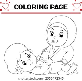 karate couple are training coloring page for kids